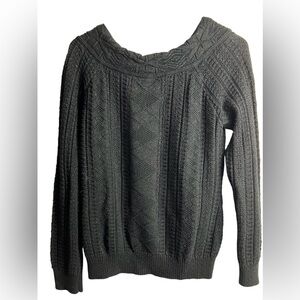 Lauren Ralph Lauren Cable Knit Shimmer Scoop Neck Sweater Size Medium